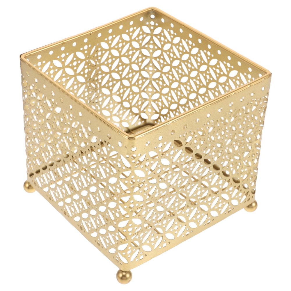 Gold Iron Vanity Organizer Basket for Makeup and Toiletries Storage