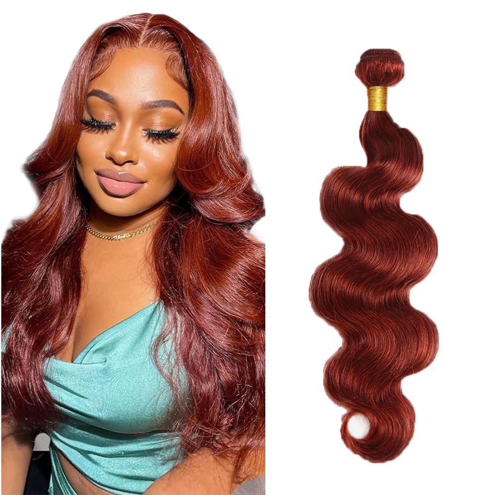 34 Inch Reddish Brown Bundles Body Wave Aubrn Bundles Human Hair Copper Red Bundle Human Hair Unprocessed Virgin Color 33 Body Wave Bundle 50g