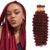 #99J Human Braiding Hair for Boho Braids 12 12 12 Inch #99J Burgundy Deep Wave Bulk Human Hair Wine Red Knotless Boho Braiding Curly Virgin Hair Extensions 150g view 1