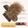 Clip in Short Hair Extensions Real Human Hair,Prokyvity Short Hair Extensions Clip ins,Wavy Mini Hairpieces for Volume & Highlights,Seamless Design,6 Pieces 31g 10 inch Medium Brown Mixed Dark Blonde view 3