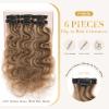 Clip in Short Hair Extensions Real Human Hair,Prokyvity Short Hair Extensions Clip ins,Wavy Mini Hairpieces for Volume & Highlights,Seamless Design,6 Pieces 31g 10 inch Medium Brown Mixed Dark Blonde view 4