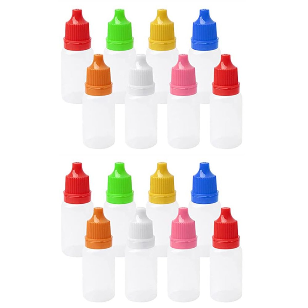 Beavorty 50pcs 10ml Translucent Squeezable Eye Dropper Bottles Portable Empty Liquid Containers for Travel and Daily Use Random Color