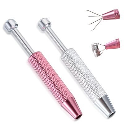 Skrfren 2 PCS Piercing Ball Grabber Tool for Changing Jewelry Diamond Claw Tweezers Jeweler Gem Pick Up Tool Anti Slip 4 Claw Earring Grabber Tools for Small Parts Pickup(Silver+Pink)