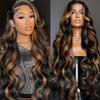 visheart 34 Inch Body Wave Lace Front Wigs Human Hair 1B/30 Ombre view 1