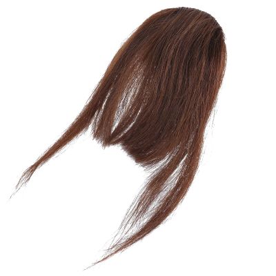 VILLCASE Women Clip-on Hair Bangs Extensions, Fluffy Air Bangs Fringe, Natural Light Brown Fake Front Hair Fringe for Daily Wear