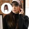 VILLCASE Women Clip-on Hair Bangs Extensions, Fluffy Air Bangs Fringe, Natural Light Brown Fake Front Hair Fringe for Daily Wear view 4