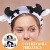 DINHEAROM Cow Print Headbands 2pcs Set, Soft Elastic Facial Hairbands for Women Spa, Makeup, Face Washing, Shower Use view 4