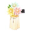 ABOOFAN Japanese Style Tassel Flower Barrette Hair Clip for Wedding Bridal and Kimono Hairstyle, Pink Yellow Green Decorative Traditional Hairpin for Women view 1