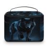 VstaDank Cool Cyan Black Wolf Toiletry Bag for Women Men Shaving Bag with Zipper Easy to Clean Portable Bathroom Shower Bags Large Waterproof Cosmetic Bags Leather Travel Makeup Pouch view 3