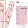 Electric Shaver for Women Portable Rechargeable Double-Head Bikini Trimmer IPX7 Waterproof Wet Dry Use Low Noise and Painless for Legs, Underarms, Bikini Line & Face (Pink) view 1