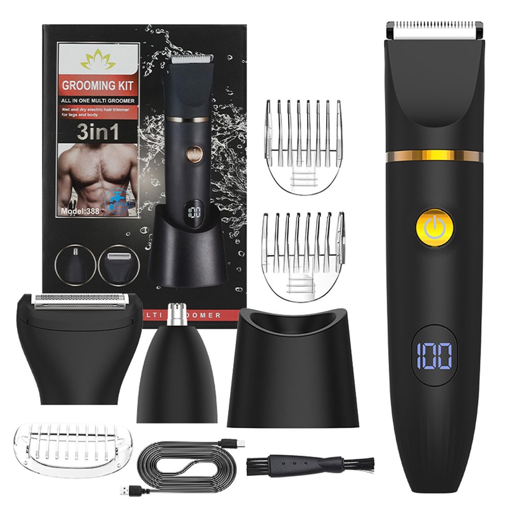 Multifunctional Dry Wet Shaver for Body Hair Removal with 360 Degree Flexible Heads and LED Screen Combined Electric Cutter for Men Women