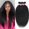 20 22 24 Inch Kinky Straight Bundles Yaki Straight Human Hair 3 Bundles Natural Black Color 100% Unprocessed Brazilian Virgin Hair Bundles Full and Thick, Silky Soft, No Shedding, No Smell view 1