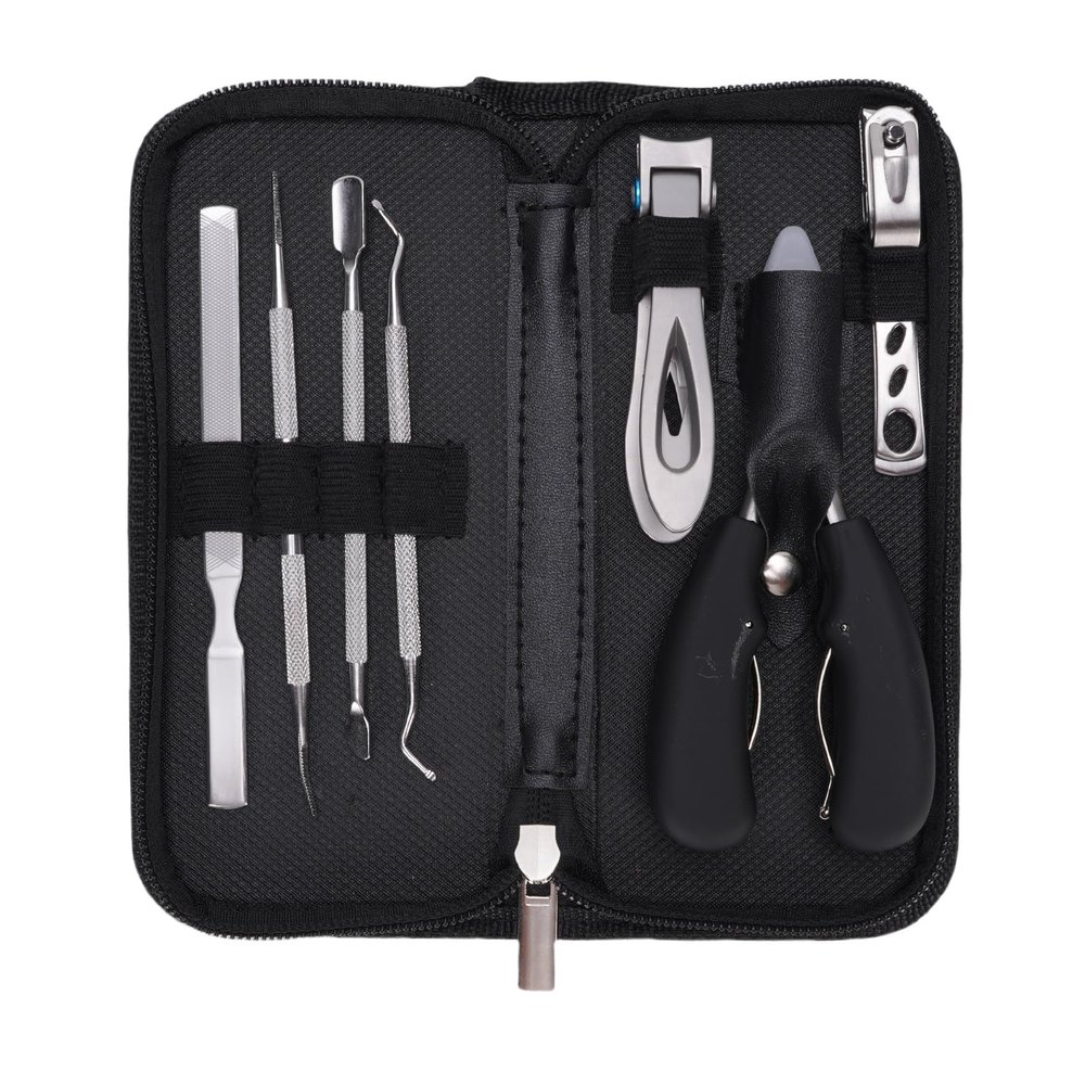 OPPWONG 7 Pcs Stainless Steel Toenail Removal Kit, Professional Pedicure Tools Set, Thick Nails Cuticle Nipper and Clippers with Durable Design, Ideal for Home and Salon Use