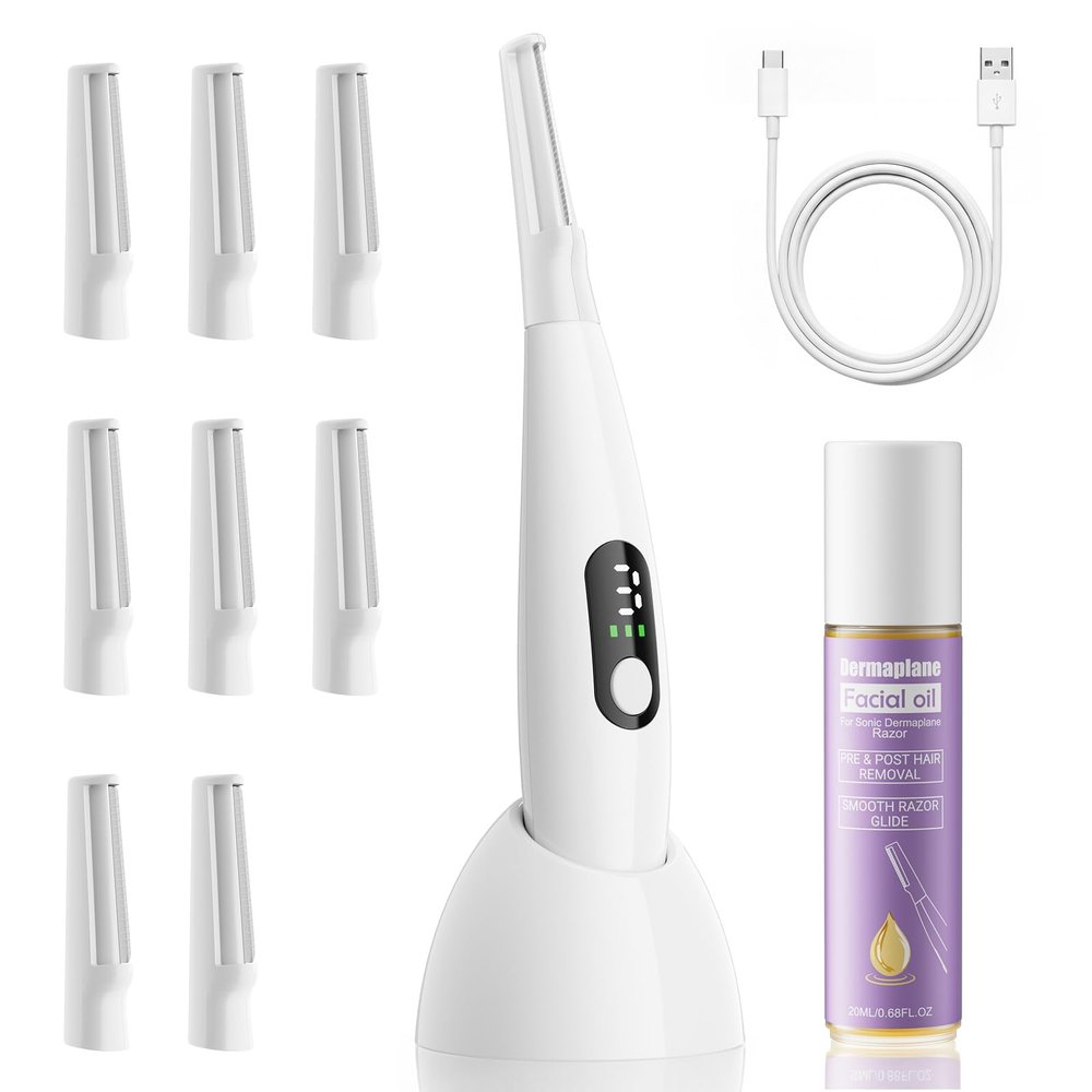 Sonic Dermaplane Razor for Women Face, Peach Fuzz Removal & Exfoliation
