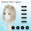 Luwila 100% Real Human Hair Topper for Women 10 Inch, 3x4.5 Inch Swiss Base, Silvery Human Hair Topper for ThinningHair & Covering Grey Roots view 2