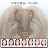 Luwila 100% Real Human Hair Topper for Women 10 Inch, 3x4.5 Inch Swiss Base, Silvery Human Hair Topper for ThinningHair & Covering Grey Roots view 3