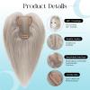 Luwila 100% Real Human Hair Topper for Women 10 Inch, 3x4.5 Inch Swiss Base, Silvery Human Hair Topper for ThinningHair & Covering Grey Roots view 4