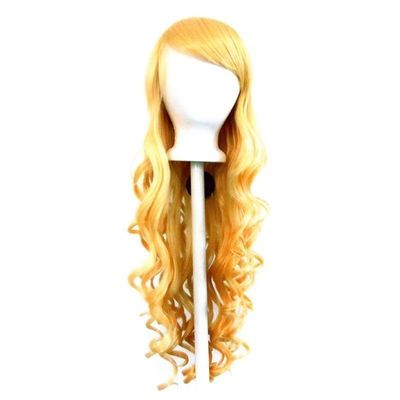 Purple Plum Inc. Ayumi - Golden Blond Wig 29'' Long Curly Cut with Long Bangs