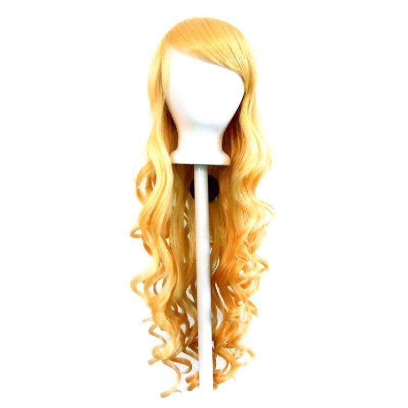 Purple Plum Inc. Ayumi - Golden Blond Wig 29'' Long Curly Cut with Long Bangs