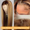 LETMIEO 30 inch Ombre Lace Front Wig Human Hair Straight 13x6 Highlight Wig view 3