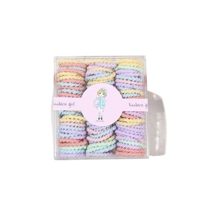 Headstring Headband High Elastic Rubber Band Girl Child Tie Hair Rope Headpiece(Threaded cream)