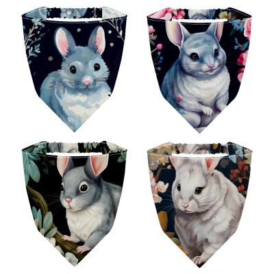 RODAILYCAY 4 Packs Triangle Head Scarf, Chiffon Hair Kerchief, Chinchilla Elastic Hair Scarf Bandanas for Women Girls