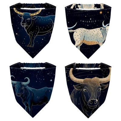 RODAILYCAY 4 Pack Chiffon Hair Scarf, Head Bandanas for Women, Elastic Triangle Hair Bandanas Kerchief, Taurus Constellation