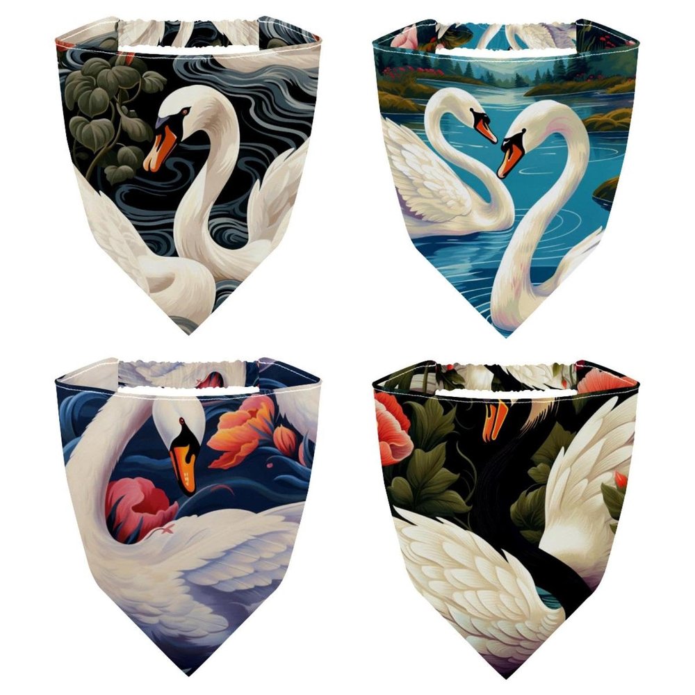 RODAILYCAY 4 PCS Hair Scarfs, Elastic Hair Scarf Headband, Swan Triangle Kerchief, Non Slip Head Hairband Bandanas