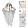 ElliTarr Microfiber Hair Towel Wrap Absorbent Hair Wrap Towels Turban with Button 2 Pack Hair Drying Cap for Wet Curly Long Hair Quick Dry Anti Frizz Bows and Stars Beige view 2