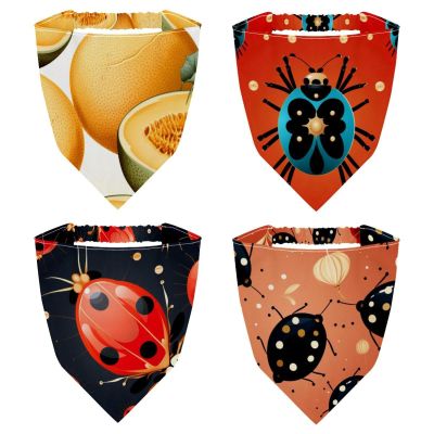 RODAILYCAY 4 Piece Head Scarf, Ladybug Chiffon Bandanas Kerchief, Hair Scarf for Women, Triangle Head Coverings