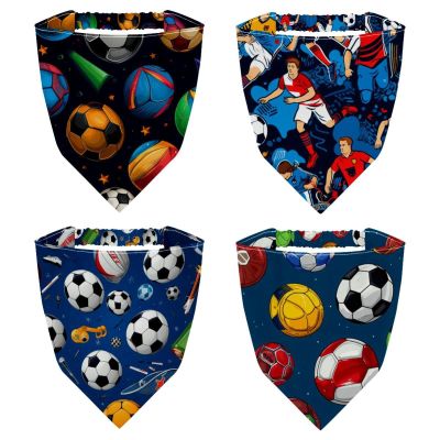 RODAILYCAY Soccer Football 4 PCS Hair Scarfs, Elastic Hair Scarf Headband, Triangle Kerchief, Head Hairband Bandanas