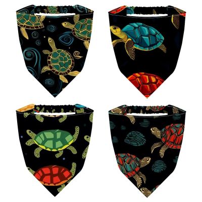 RODAILYCAY 4 Pack Hair Scarfs Headband, Triangle Head Scarves, Sea Turtle Pattern Non Slip Hair Bandanas, Head Kerchief for Women Girls