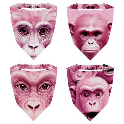 RODAILYCAY Pink Monkey Orangutan 4 Pieces Hair Scarf, Chiffon Bandanas Kerchief, Non Slip Triangle Headband Bandana for Women Girls