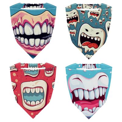 RODAILYCAY 4 PCS Hair Scarfs, Teeth Elastic Hair Scarf Headband, Triangle Kerchief, Head Hairband Bandanas