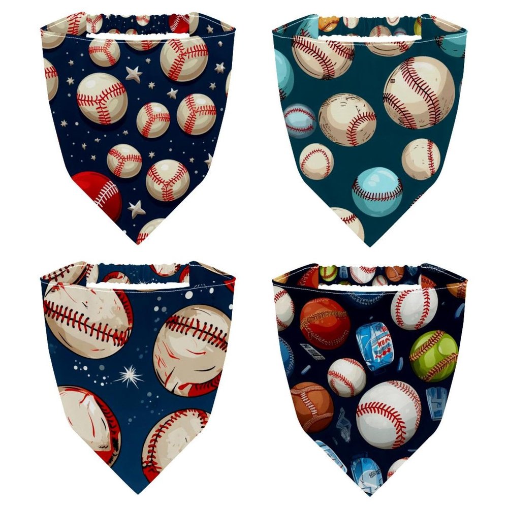RODAILYCAY 4 Packs Hair Scarf, Chiffon Head Kerchief, Non Slip Triangle Headband Bandana for Women Girls, Baseball