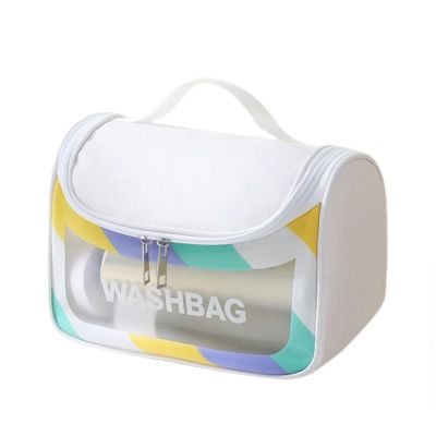 HONKEWN toiletry bag Transparent Makeup Cosmetic Bag Toiletry Travel Bag Water-resistant Travel Organizer Full Sized Container Toiletries(Dazzling white)