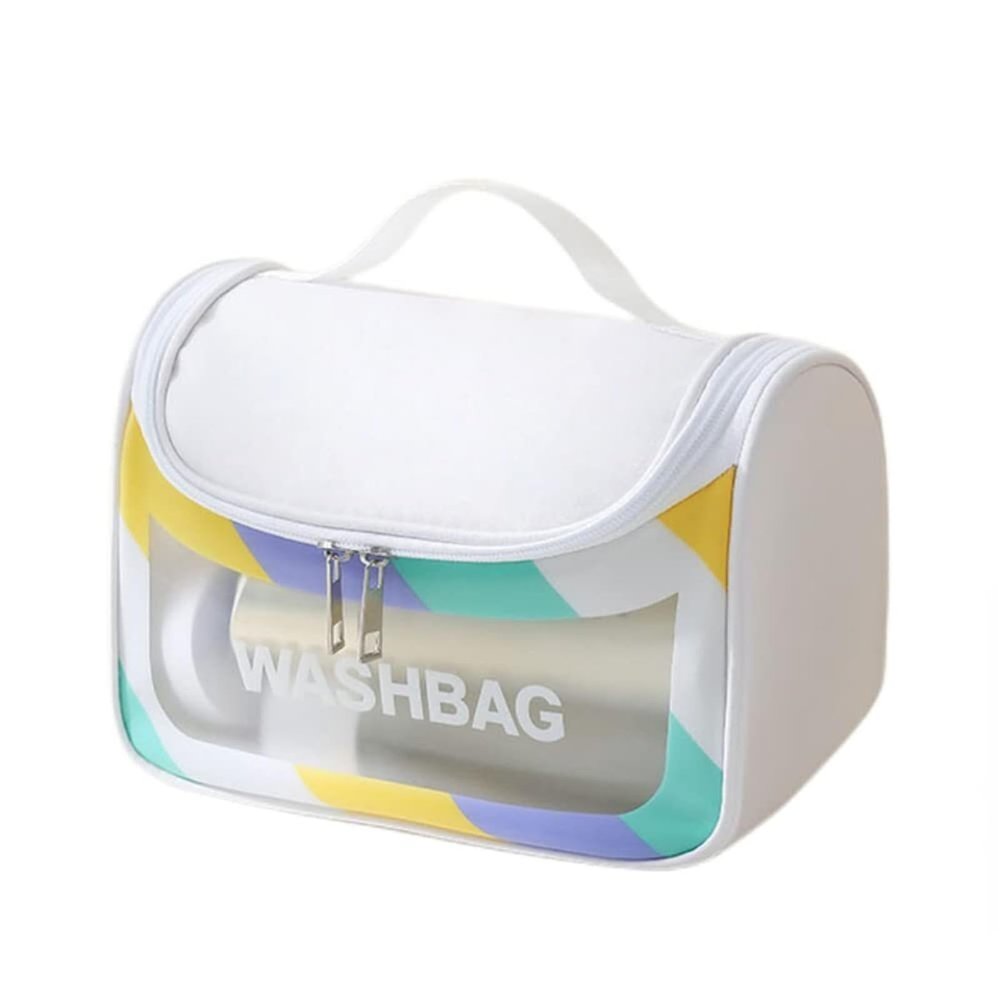 HONKEWN toiletry bag Transparent Makeup Cosmetic Bag Toiletry Travel Bag Water-resistant Travel Organizer Full Sized Container Toiletries(Dazzling white)