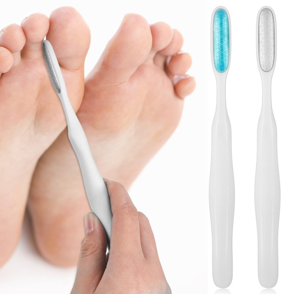 YBEATY 2Pcs Mini Foot File Precision Callus Remover Foot Files Callus Remover Scrubber Smooth Feet Heel Scraper for Between Toes Hard Skin Pedicures Hands in Shower Cracked Feet(White)