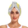 ElliTarr Grey Banana Microfiber Hair Towel Wrap Absorbent Hair Wrap Towels Turban with Button 2 Pack Hair Drying Cap for Wet Curly Long Hair Quick Dry Anti Frizz view 4