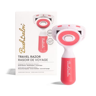 Bushbalm Travel Razor - Compact Case with Flexible Glide Head, Pink