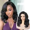 quickwig Body Wave Bob Wig Lace Front Wigs Side Part Pre Plucked Body Wave Synthetic wigs for Black Women Short Glueless Loose Wave Wig Shoulder Length (Natural Black) view 1