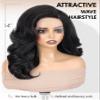 quickwig Body Wave Bob Wig Lace Front Wigs Side Part Pre Plucked Body Wave Synthetic wigs for Black Women Short Glueless Loose Wave Wig Shoulder Length (Natural Black) view 2