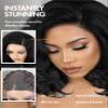 quickwig Body Wave Bob Wig Lace Front Wigs Side Part Pre Plucked Body Wave Synthetic wigs for Black Women Short Glueless Loose Wave Wig Shoulder Length (Natural Black) view 4