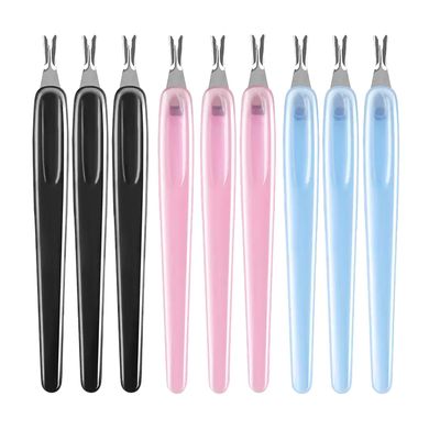 9 PCS Cuticle Remover Tool Set, Cuticle Trimmer Tool with Pusher & Cutter, Cuticle Fork, Cuticle Knife, Nail Skin Remover Kit with Pearlescent Non-Slip Handles (Black Blue Pink)