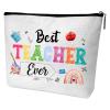 APIILVPQ Teacher Makeup Bag, Teachers Appreciation Travel Cosmetic Pouch Bags with Zipper, Rainbow Best Teacher Ever Essentials Gifts - A08 view 1