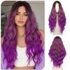 SOFEIYAN Long Wavy Ombre Dark Purple Wigs for Women - 28 Inch Middle Part Wig Natural Looking Heat Resistant Synthetic Lace Hairline Wigs for Women Cosplay Daily Party Use view 1