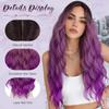 SOFEIYAN Long Wavy Ombre Dark Purple Wigs for Women - 28 Inch Middle Part Wig Natural Looking Heat Resistant Synthetic Lace Hairline Wigs for Women Cosplay Daily Party Use view 2