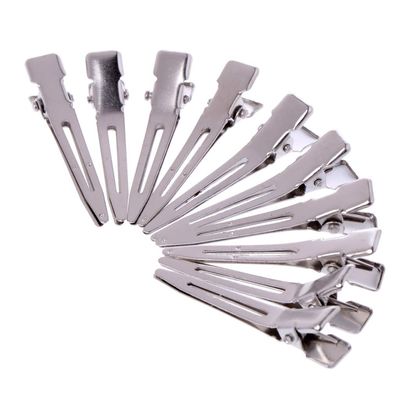 10pcs Flat Clip Pin Metal Single Prong Hair Clips Flat Mouth Square Clip Barrette for Bows Jewelry Accessories