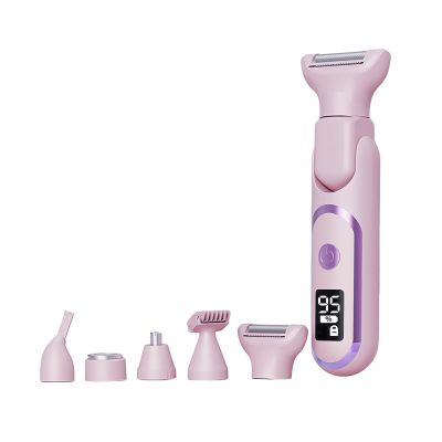 Female 5-in-1 Electric Bikini Shaver, Waterproof and Painless Public Shaver, Female Leg, face and Armpit Shaver, 5-piece Bikini Shaver (SS815 Upgrade to 5in1 [Pink])