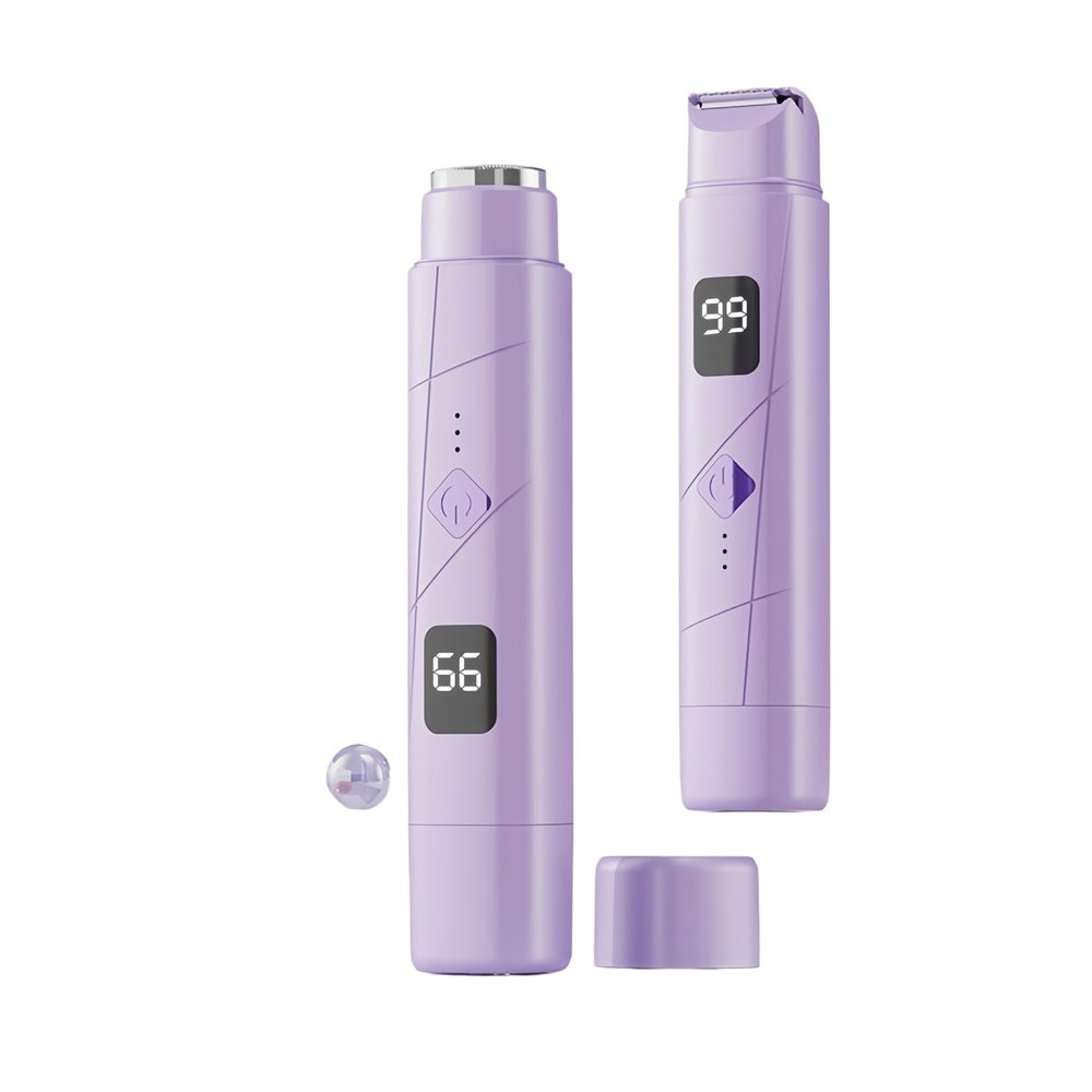 Female 5-in-1 Electric Bikini Shaver, Waterproof and Painless Public Shaver, Female Leg, face and Armpit Shaver, 5-piece Bikini Shaver (SS816 Digital Display Double-Head [Purple])